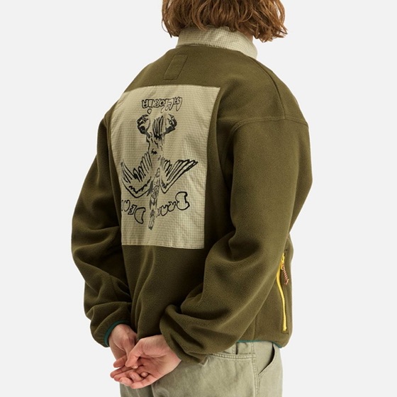 Brain Dead Men's Equipment Fleece Pullover Jacket in Olive