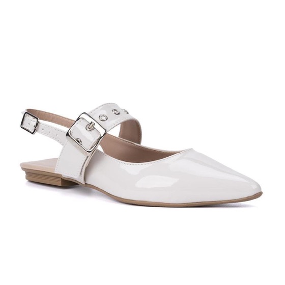 Domidona Sapatilha Feminina Slingback Bico Fino Tira Com Fivela Moda