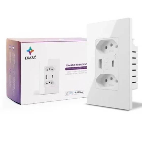 Ekaza Tomada De Parede Inteligente Dupla, USB-C, 10Ah