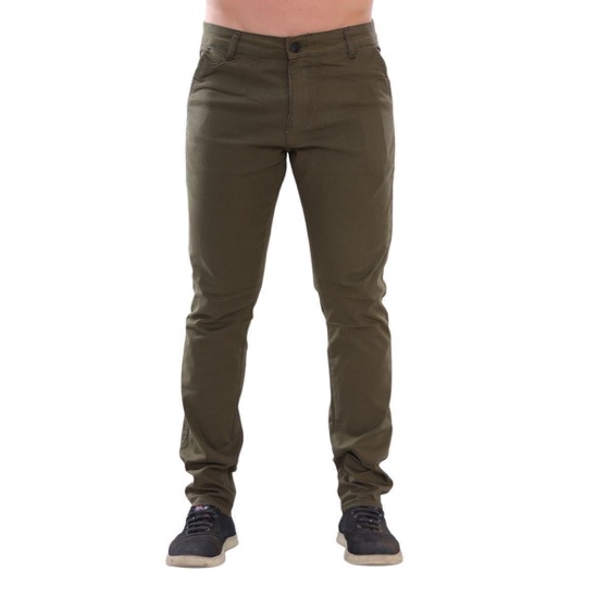 HMO Calça De Sarja Reta Skinny Slim Masculina Com Elastano