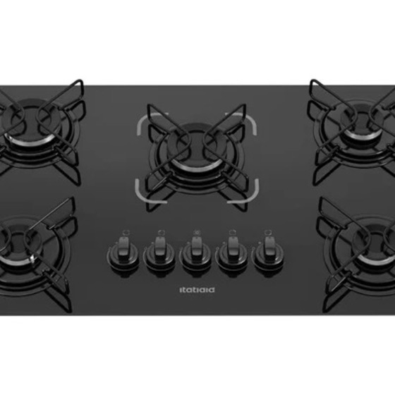Itatiaia Cooktop Essencial 5 Bocas Mesa Vidro Preto Bivolt