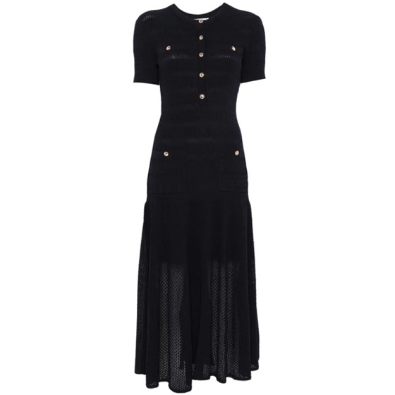 Maje Vestido midi de tricô canelado com abotoamento