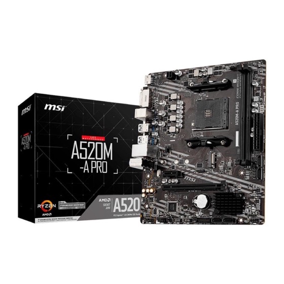 MSI Placa-Mãe A520M-A PRO, AMD AM4, mATX, DDR4, Preto
