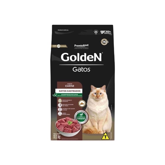 Premier Pet Ração Golden para Gatos Adultos Castrados Sabor Salmão