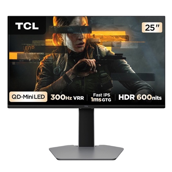 TCL Monitor Gamer Mini LED 25", 300Hz, 1ms, HDR 600, Altura