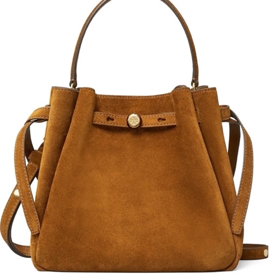 Tory Burch Bolsa bucket Romy de camurça com logo