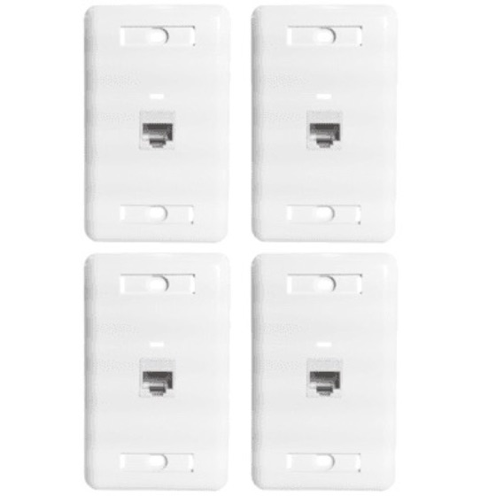 Win Cabos Kit 4 Espelhos De Parede 4x2 Com 1 Saída Rj45 Cat6